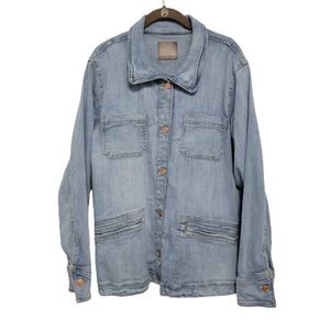 80s Light Wash Stretch Denim Jean Jacket Chore Coat